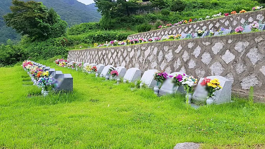양평추모공원 잔디 평장묘 계단식 조성